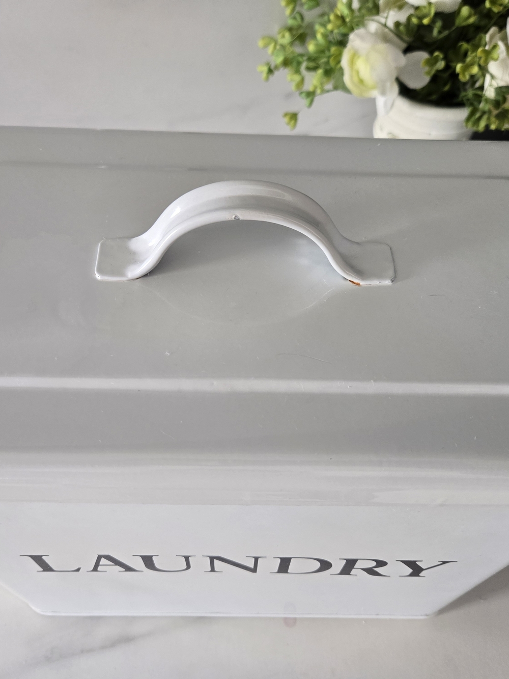 VINTAGE RESTORATION HARDWARE METAL "Laundry" Storage Bin with LID - Picture 2 of 9